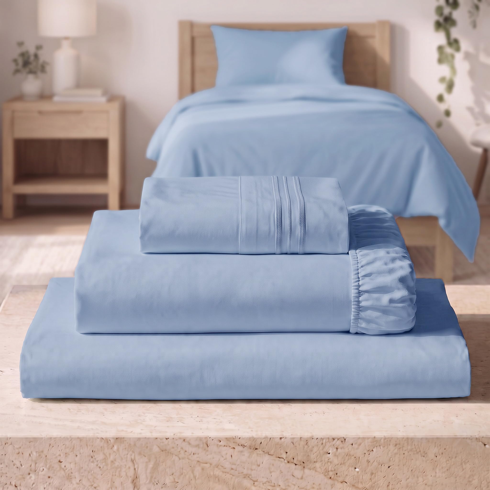 Mellanni Iconic 3-Piece, Ultra Soft Sheet Set (Twin XL, Sky Blue)