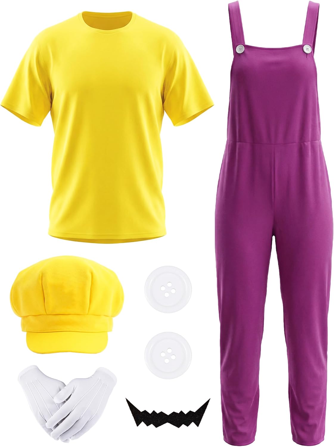 Halloween Costumes Yellow Plumber Cosplay Set Overall T Shirt Hat Gloves for Party Funny Costumes for Men