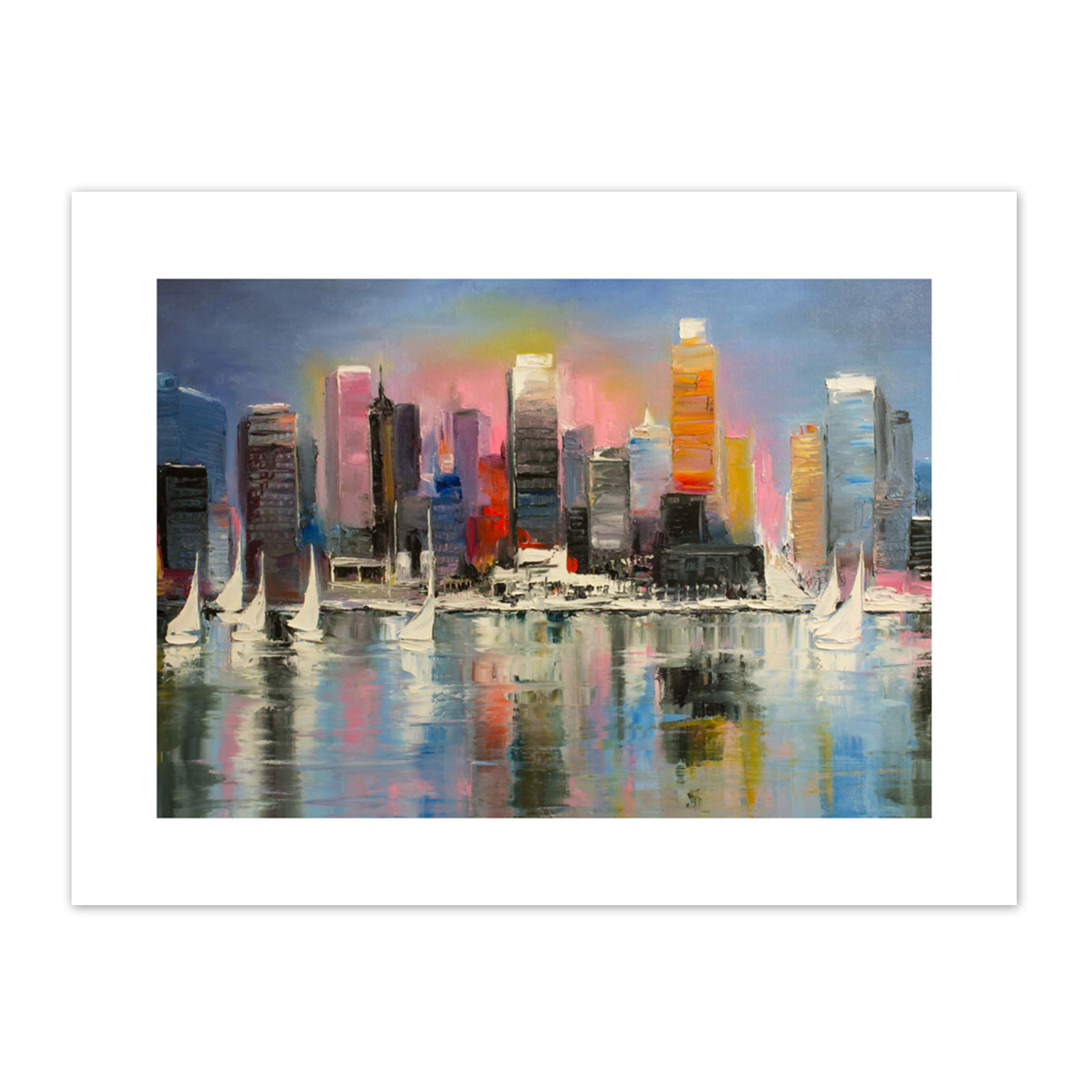 Wee Blue Coo City Harbour Urban Painting Art Print Canvas Premium Wall Decor Poster
