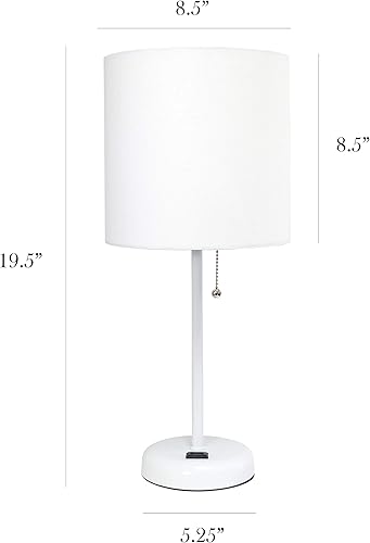 Miniatura 7 de LimeLights LT2024-WOW-2PK - Juego de 2 lámparas de escritorio de 19.5 pulgadas con toma de carga y pantalla de tela de tambor para sala de estar,