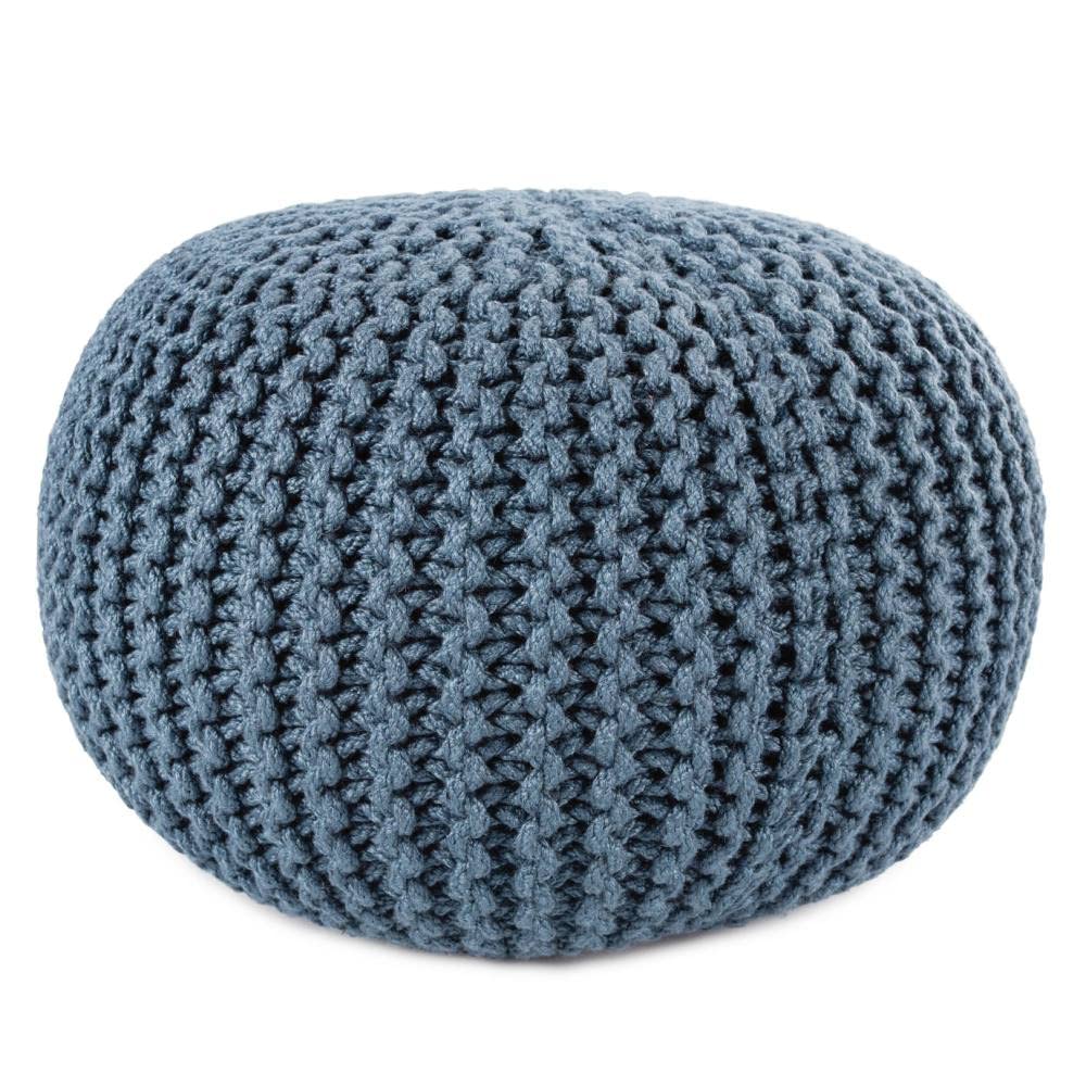Ultra Durable Round Pouf Ottoman Chunky Knit Weave for Texture & Handmade Appeal, Size 20