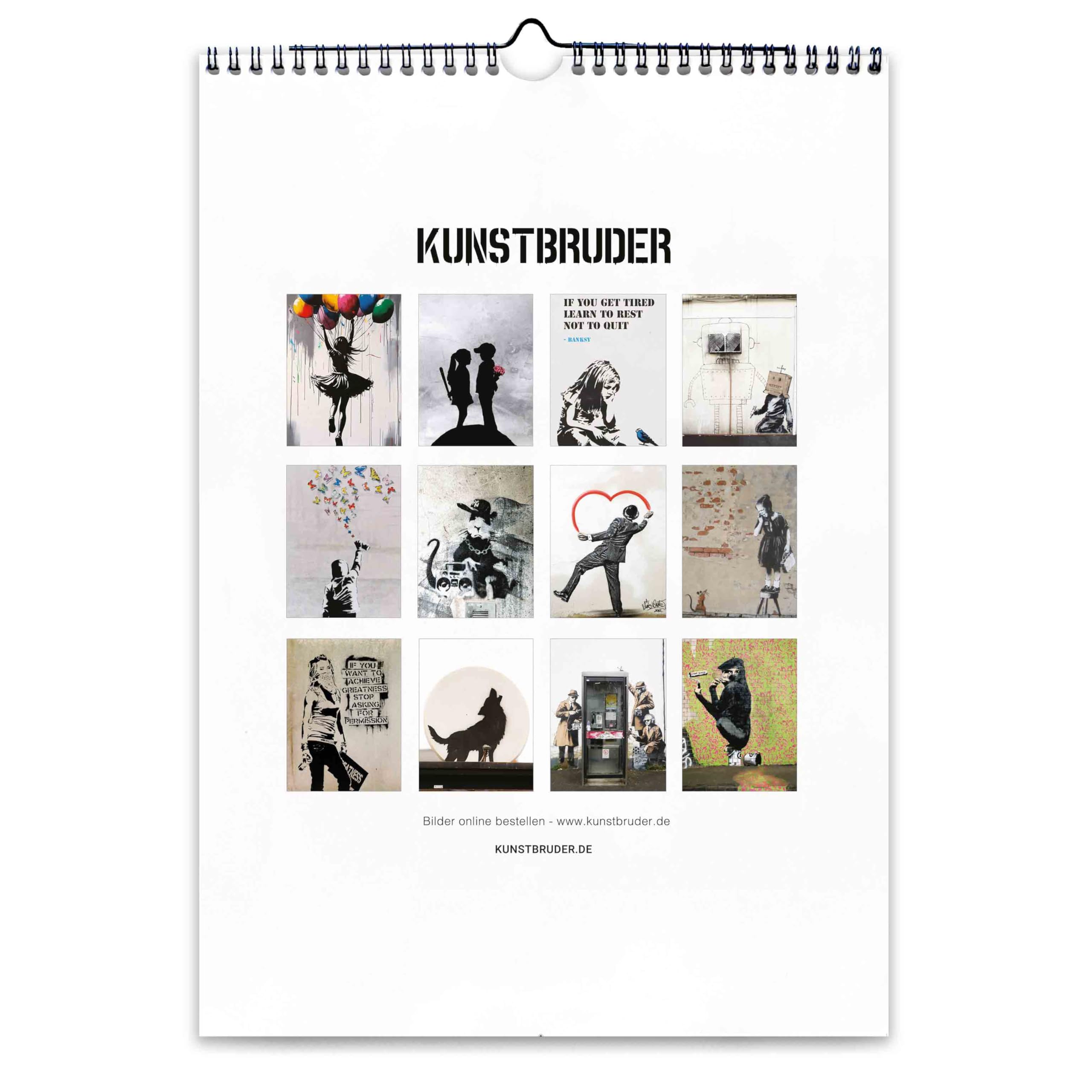 Banksy großformat Kalender Monatskalender 2026 hochkant B2 (70 x 50 cm) Wandkalender mit den schönsten Bildern - XXL Street art Jahreskalender Banksys Graffiti Wohnzimmerkalender Bürokalender