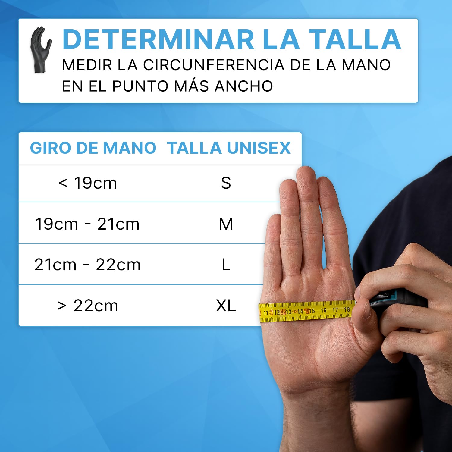 ARNOMED Guantes nitrilo extra fuerte talla L, guantes de nitrilo 50% más gruesos, negro,1000 uds/caja, sin polvo, sin látex, guantes nitrilo talla S, M, L y XL, guantes nitrilo desechables