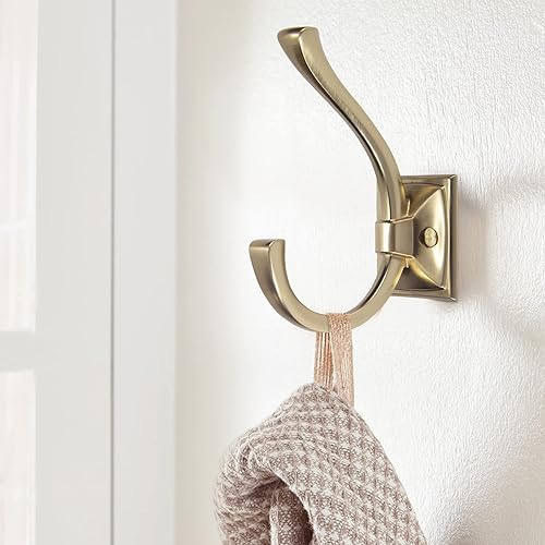 Miniatura 3 de TUNNY Ganchos para colgar en la pared de diseño antiguo, ganchos de bronce champán, paquete para 5 armarios de zapatos de entrada, armario, baño,