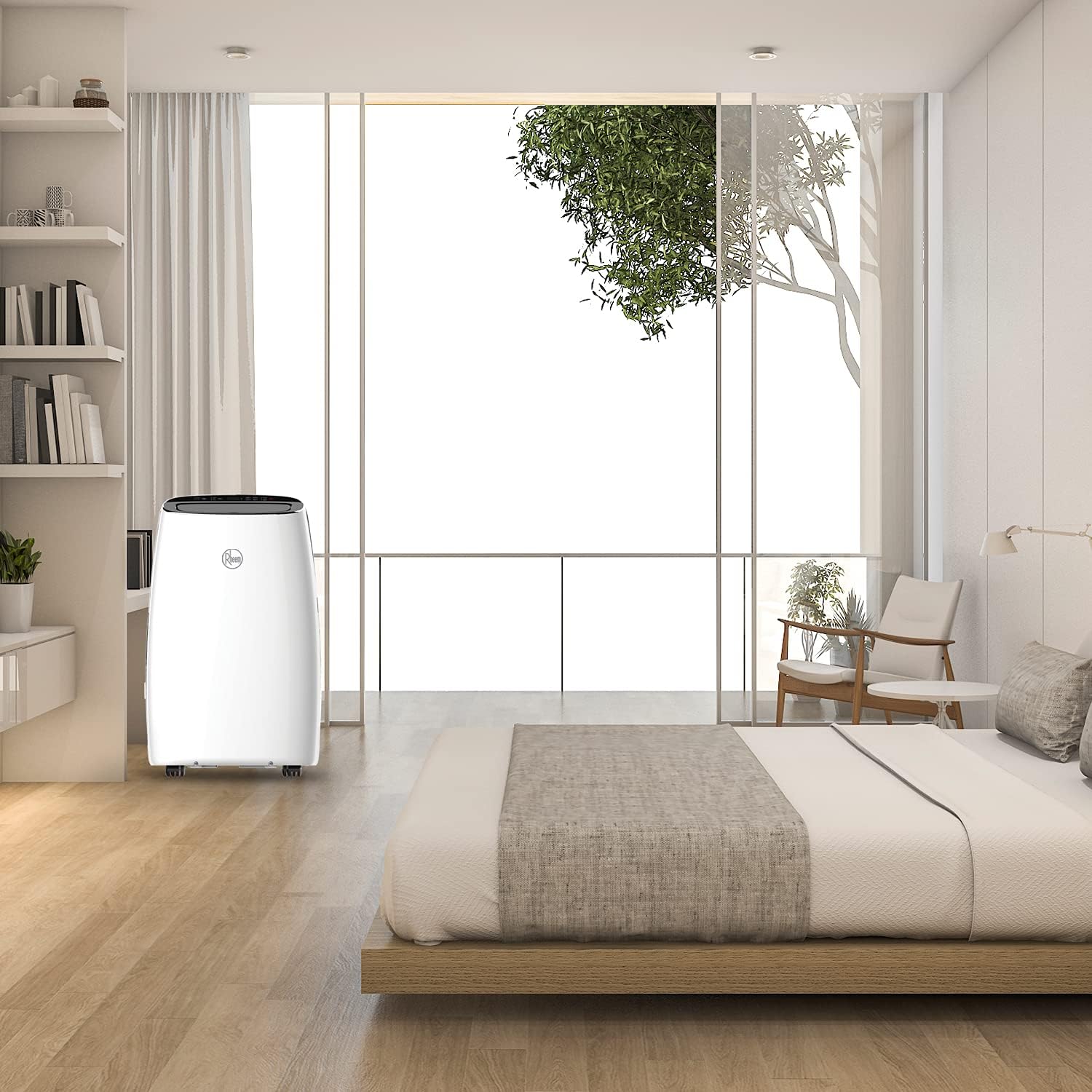 Rheem Portable Air Conditioner RPAI-12H1 placed in a bedroom