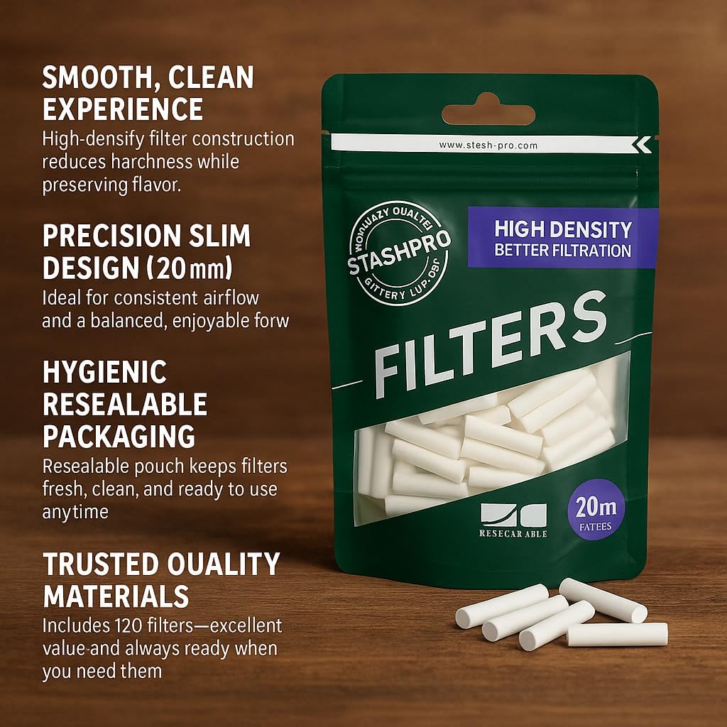 Stash-Pro Pack of 3 Pouches Classic Slim Long Filters (120 per pack, 20mm*6mm)