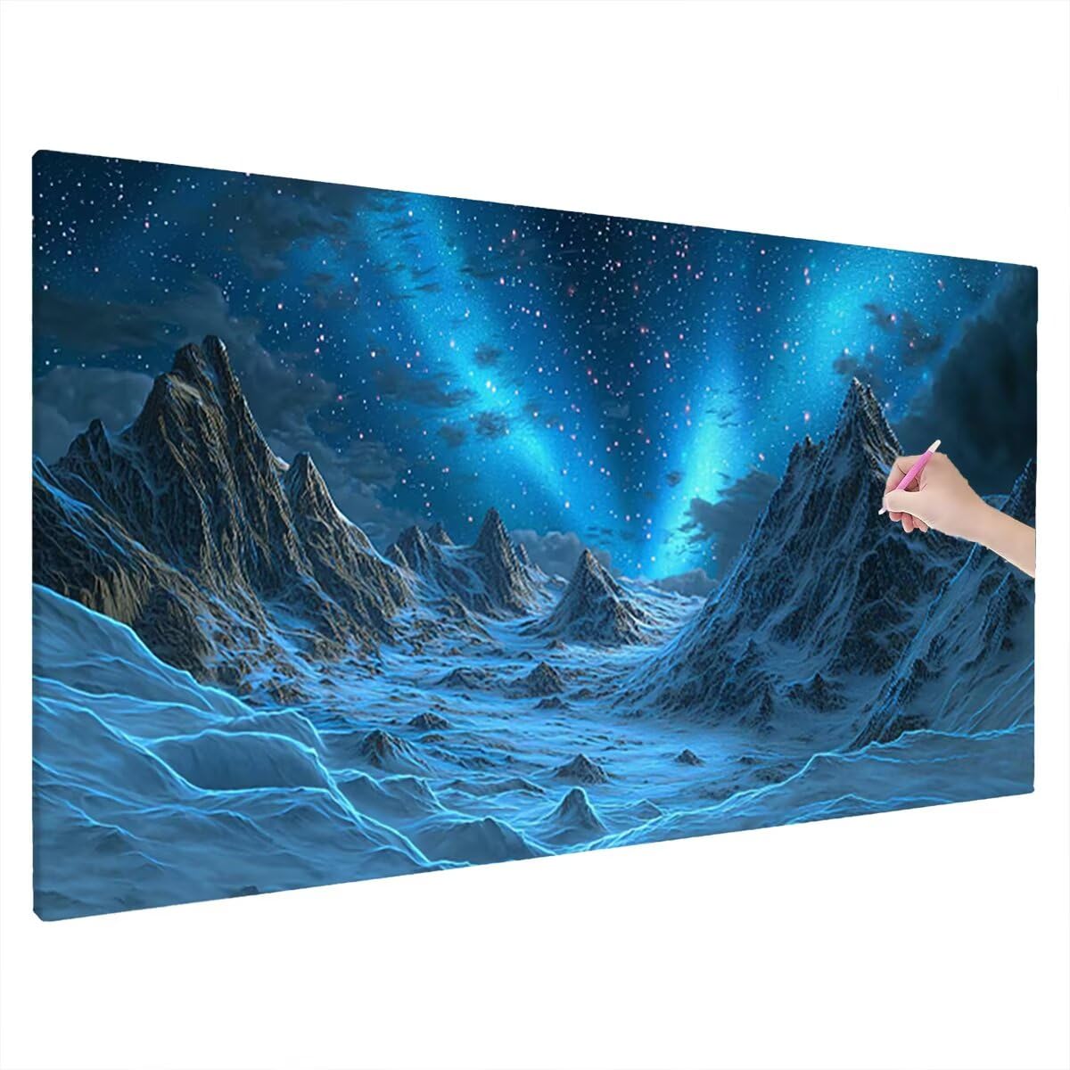 DIY Diamond Painting XXL 200x80cm, Diamond Painting Landschaft, DIY Set Erwachsene mit Eckige Steine, Kreativ Set für Erwachsene, Deko Wohnzimmer, Weihnachtsdeko, Geschenke für Frauen (Aurora) W-88