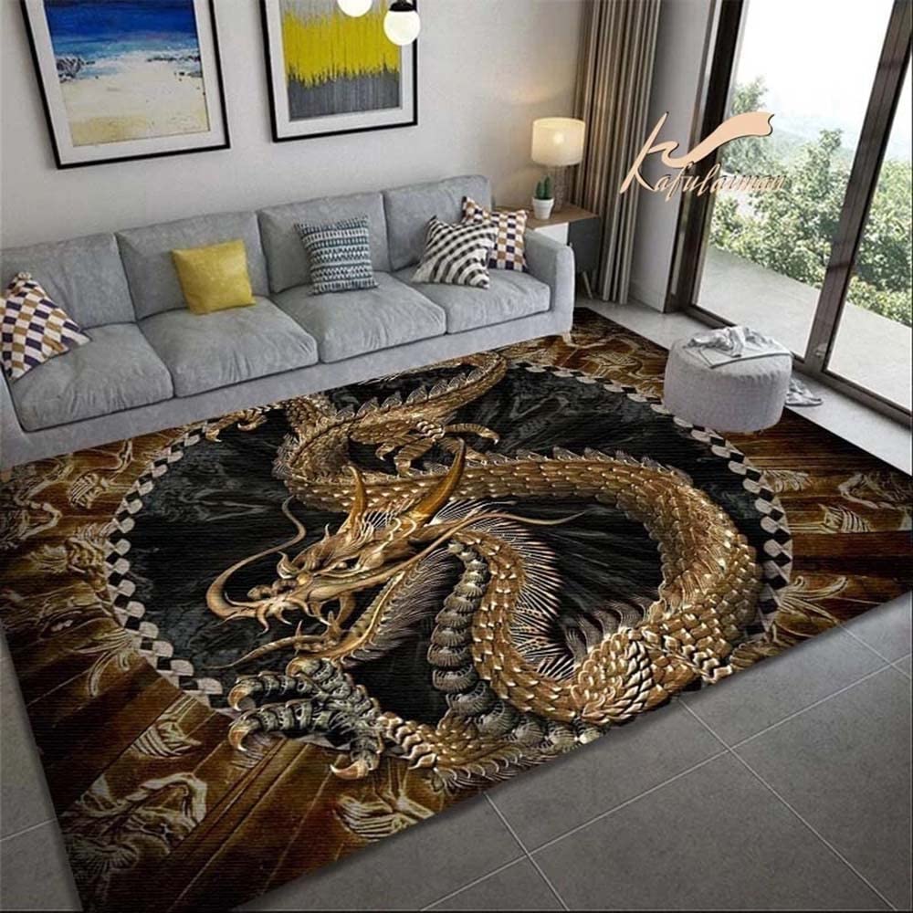 Tapis antidérapant dragon rose 3D grand tapis de sol pour chambre enfant