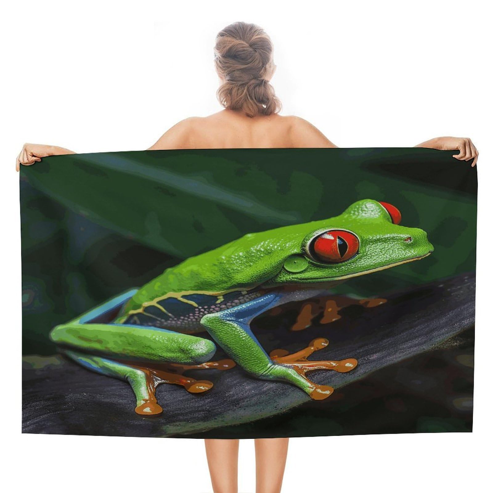 VstaDank Red Eyed Tree Frog Bath Towel Stylish Double-Faced Pile Travel Towel Soft Absorbent Beach Towel for Pool Swim Sports Camping Adults Gift 51X31 Inch