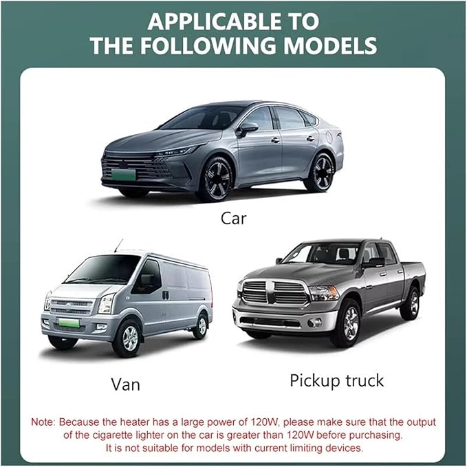 Calefactor Eléctrico Portátil 12V 120W Cerámico PTC para Auto miniatura 7