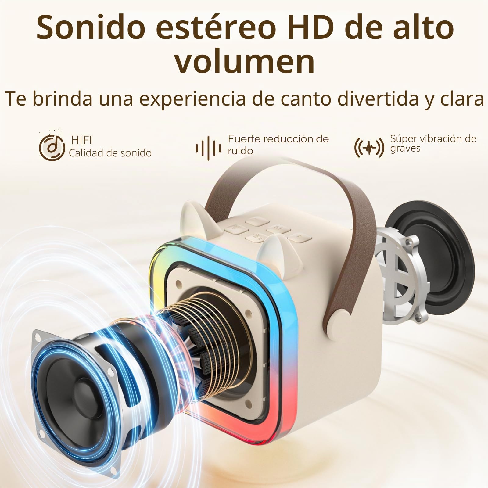 Linda máquina de Karaoke de oído de Gato para niños Adultos, Sistema de Karaoke portátil con luz led Parpadeante, 2 micrófonos inalámbricos, Altavoz de Fiesta de Regalo para Navidad