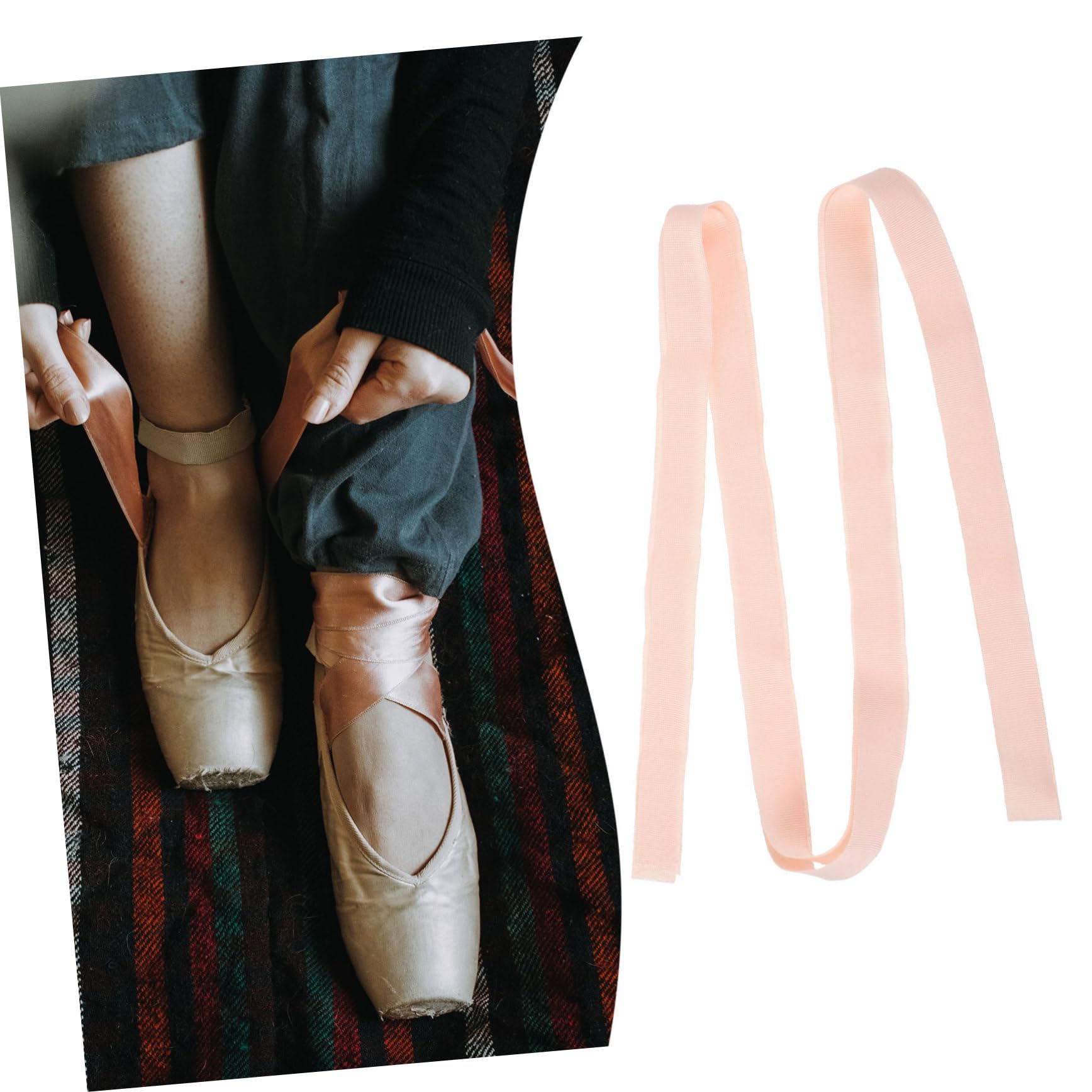 Ruban élastique Pour Chaussures De Ballet – Satin Plat 220 Cm, Rose Pâle, Pour Danse Et Décoration