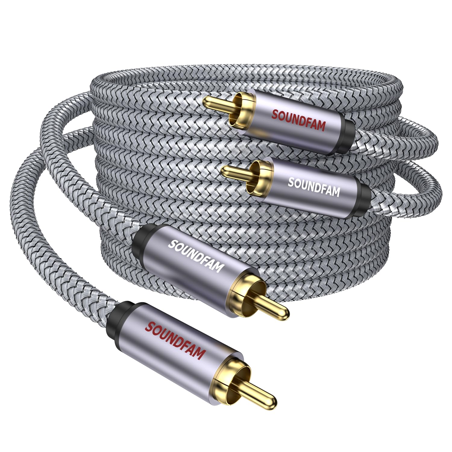 Cavo Audio RCA 2 a 2, Connettori Oro 24K, 2 Cavi RCA Separati (Codifica a colori - Rosso/Bianco), Schermatura Doppia - 5m