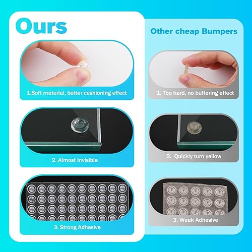 Miniatura 12 de Parachoques para puerta de gabinete, 122 almohadillas de goma suave transparente, tapones de gabinete autoadhesivos fuertes de múltiples formas