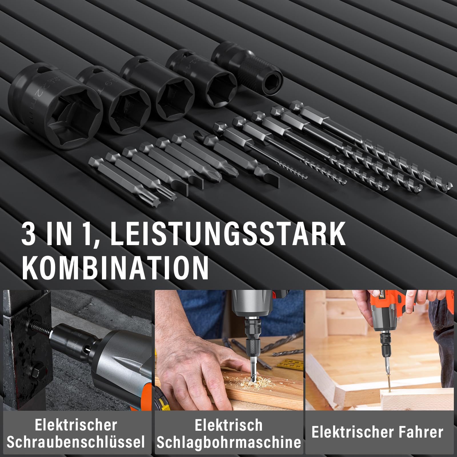 Lucn 6000mAh 2000NM Schlagschrauber Kit Schrauber Akkuschrauber mit Koffer & Akku 21V Akku Schlagschrauber Elektrischer Drehschlagschrauber Kfz Reifenwechse