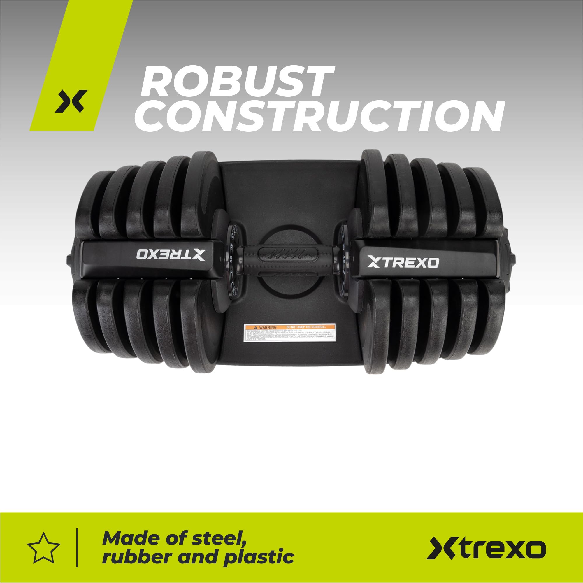 TREXO Verstellbare Hantel 18-40 kg Gewichtsregulierung mit Drehknopf Gewichte Hantel aus Eisen für Krafttraining Verstellbare Kurzhantel mit Ergonomischem Rutschfestem Griff