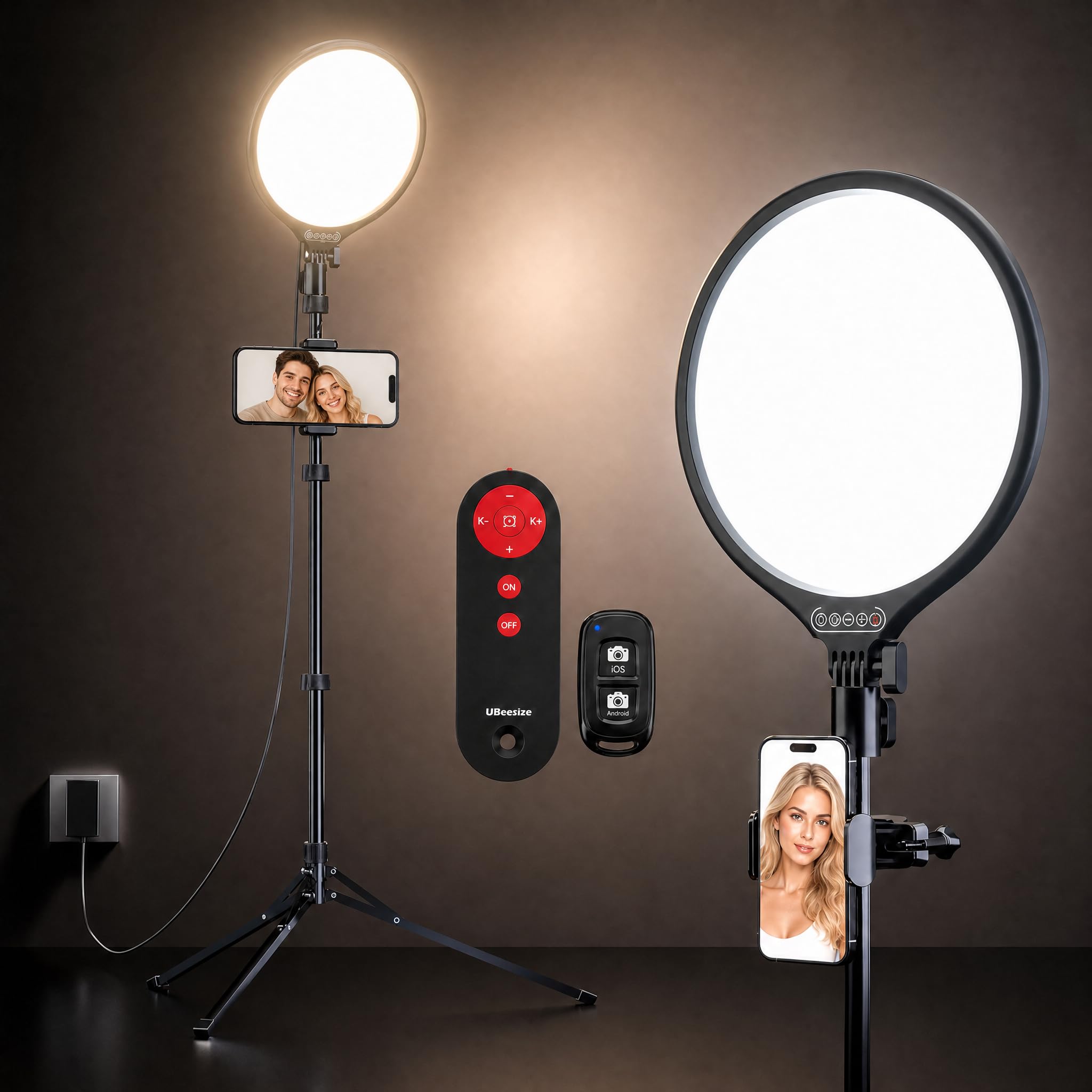 UBeesize Anello luminoso LED per selfie da 10 pollici con supporto treppiede regolabile da 150 cm, supporto per telefono e telecomando per iPhone TikTok, YouTube Live, videoconferenze e trucco
