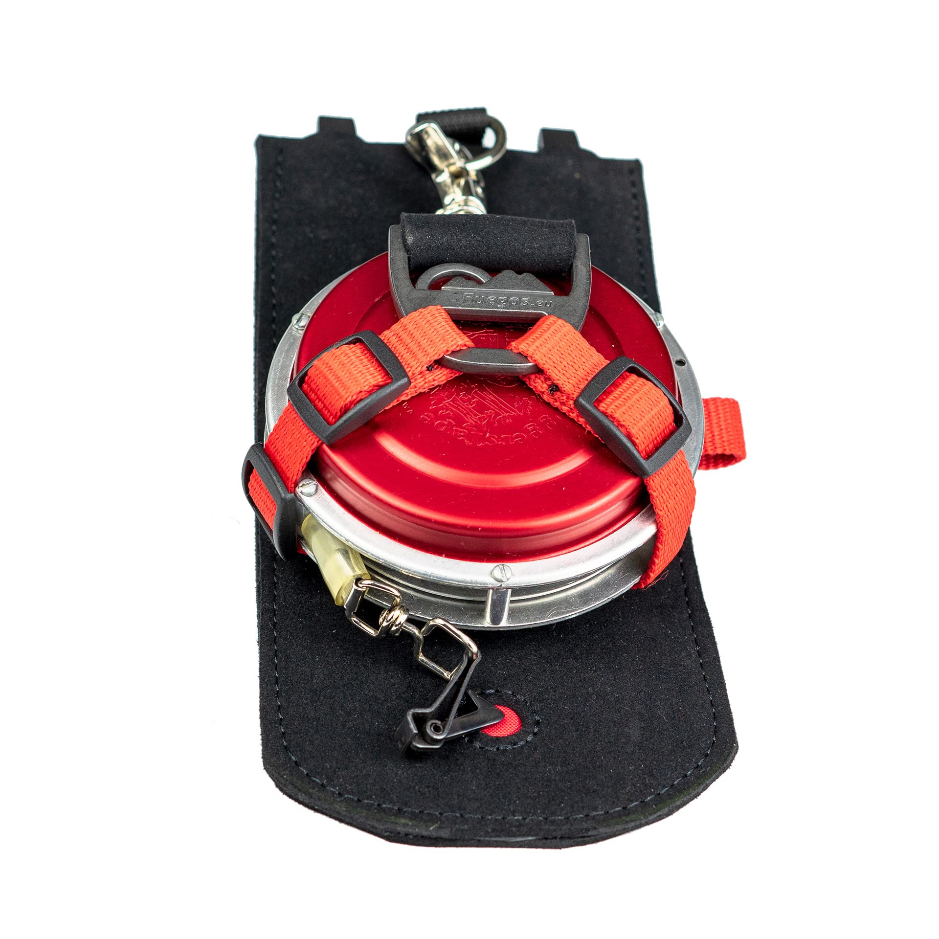 Fuegos Forstgürtel-Maßbandhalterung, Rot, Lederimitat, 11 cm, 4 Jahre Garantie