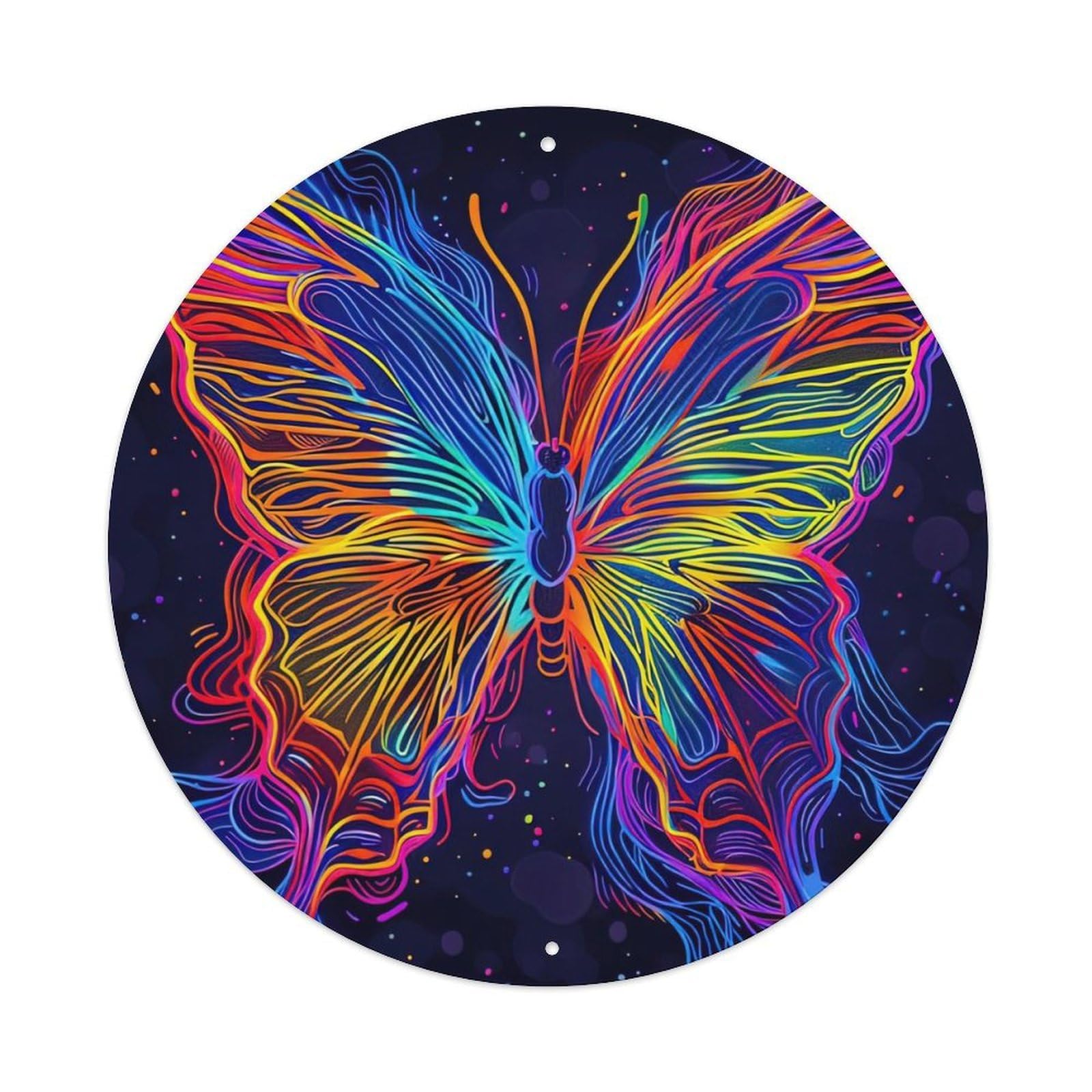 Animal Glowing Butterflies Artwork Metal Tin Sign