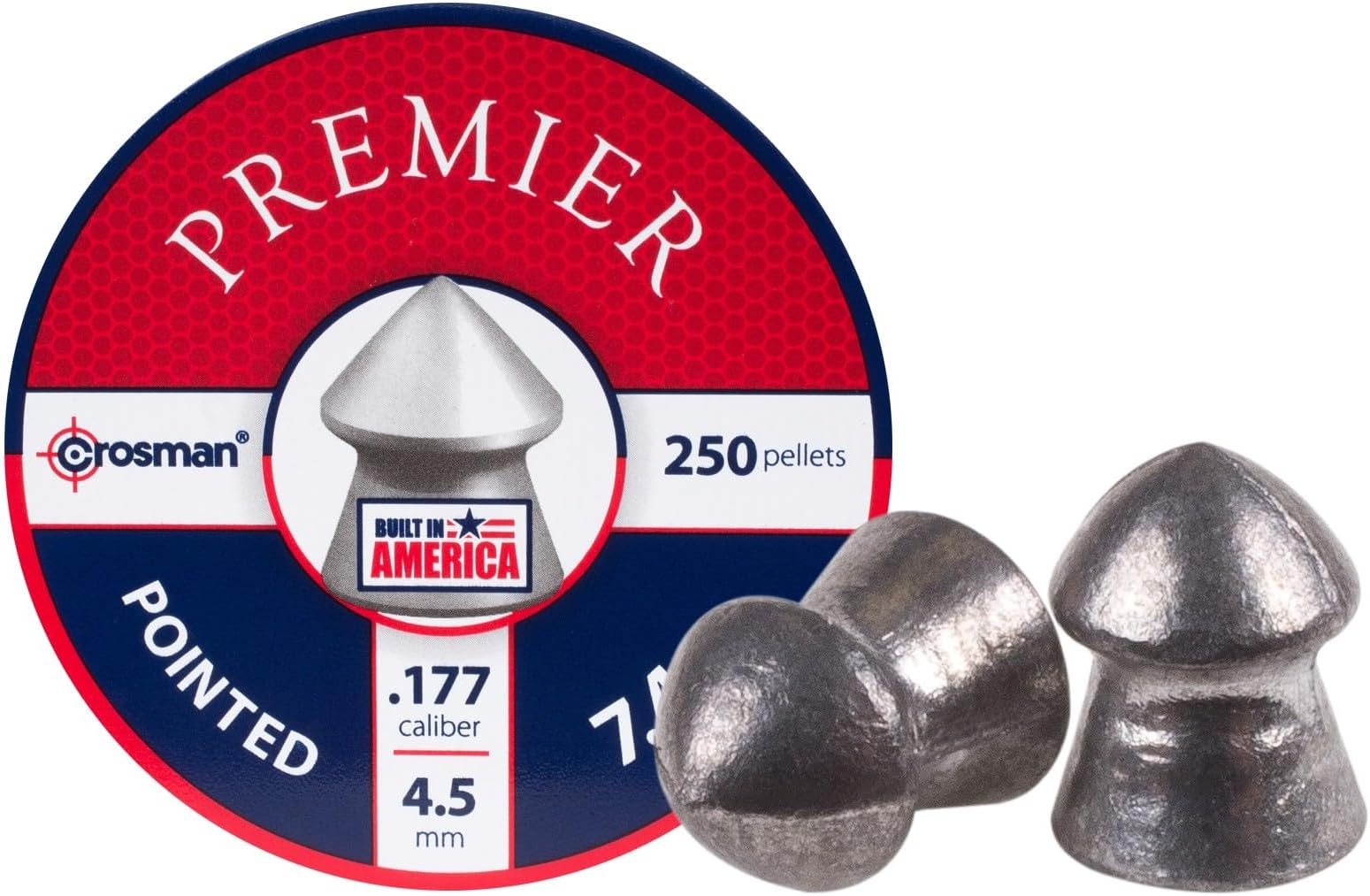 Crosman P177 .177-Caliber Pointed Pellets, 4.5mm, Black(250-Count)