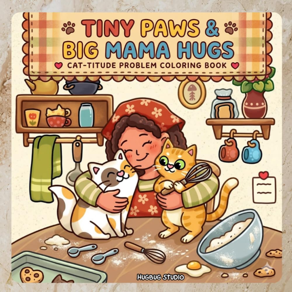 Tiny Paws & Big Mama Hugs: A Cat-titude Problem: A Bold and Easy Coloring Book for Kids and Adults: Simple and Cute Kawaii Cats, Sassy Kittens, and ... Mama Hugs for Stress Relief and Relaxation