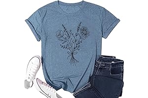 Vivid Hues: Embroidered Floral Tee for Botanical Beauties