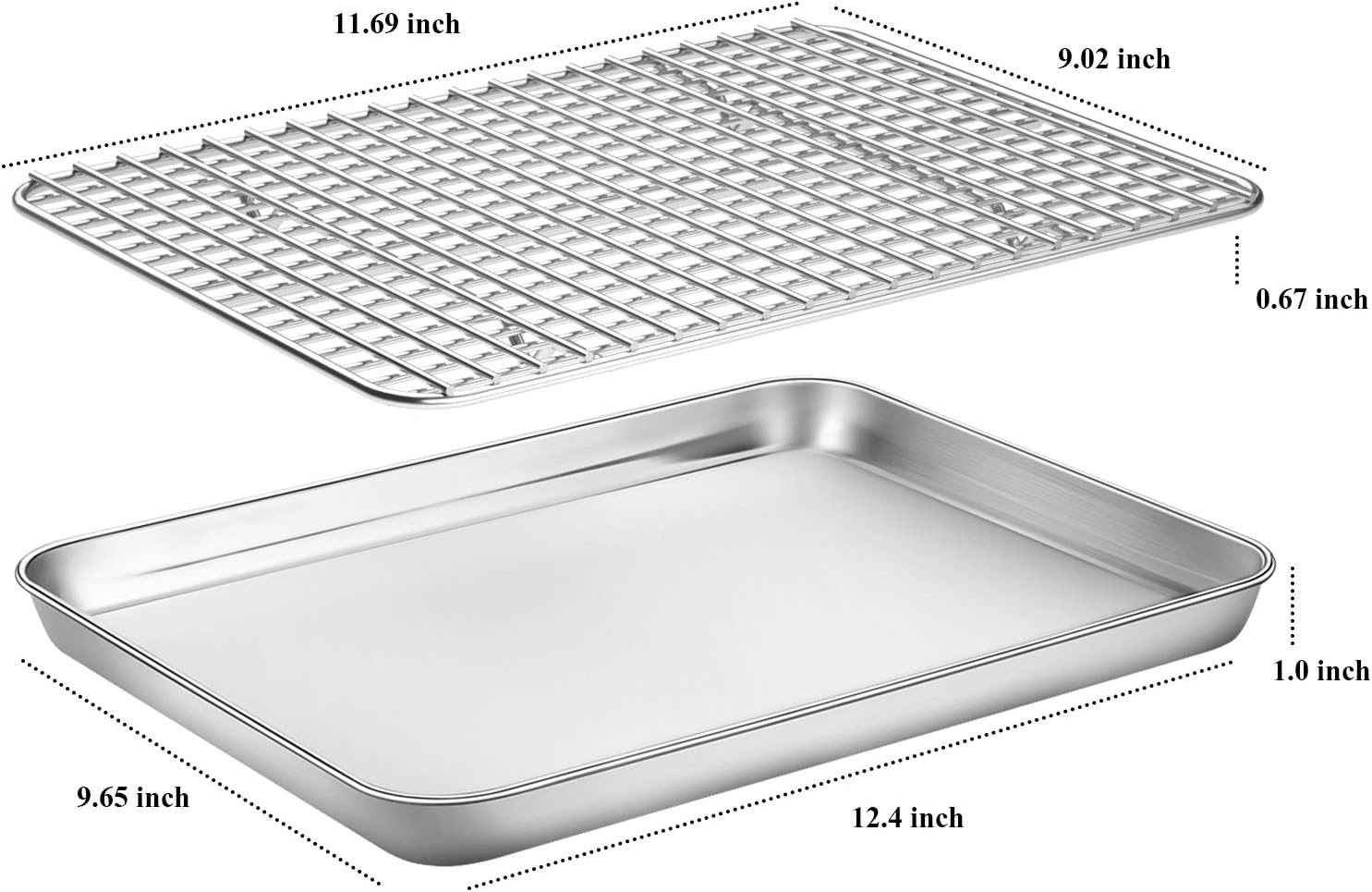 Stainless Steel 12" Baking Sheet with Cooling Rack Set