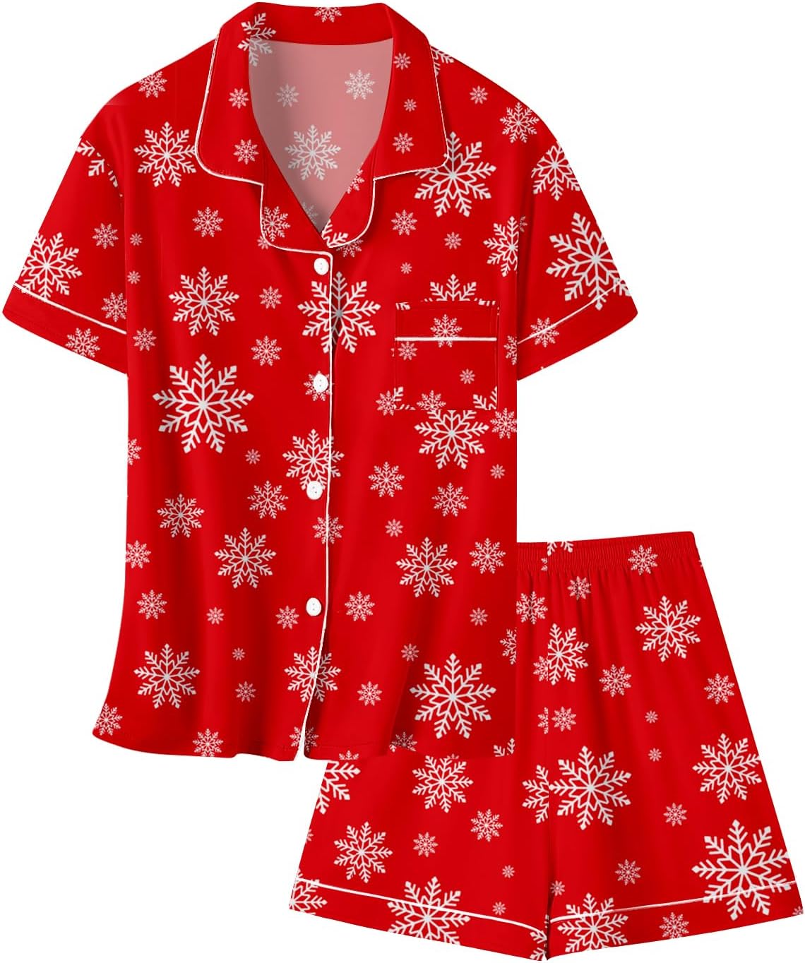 Umeyda Girls & Women Pajamas Set Soft Short Sleeve Sleepwear Button-Down Pjs Set 2 Piece Lounge Sets