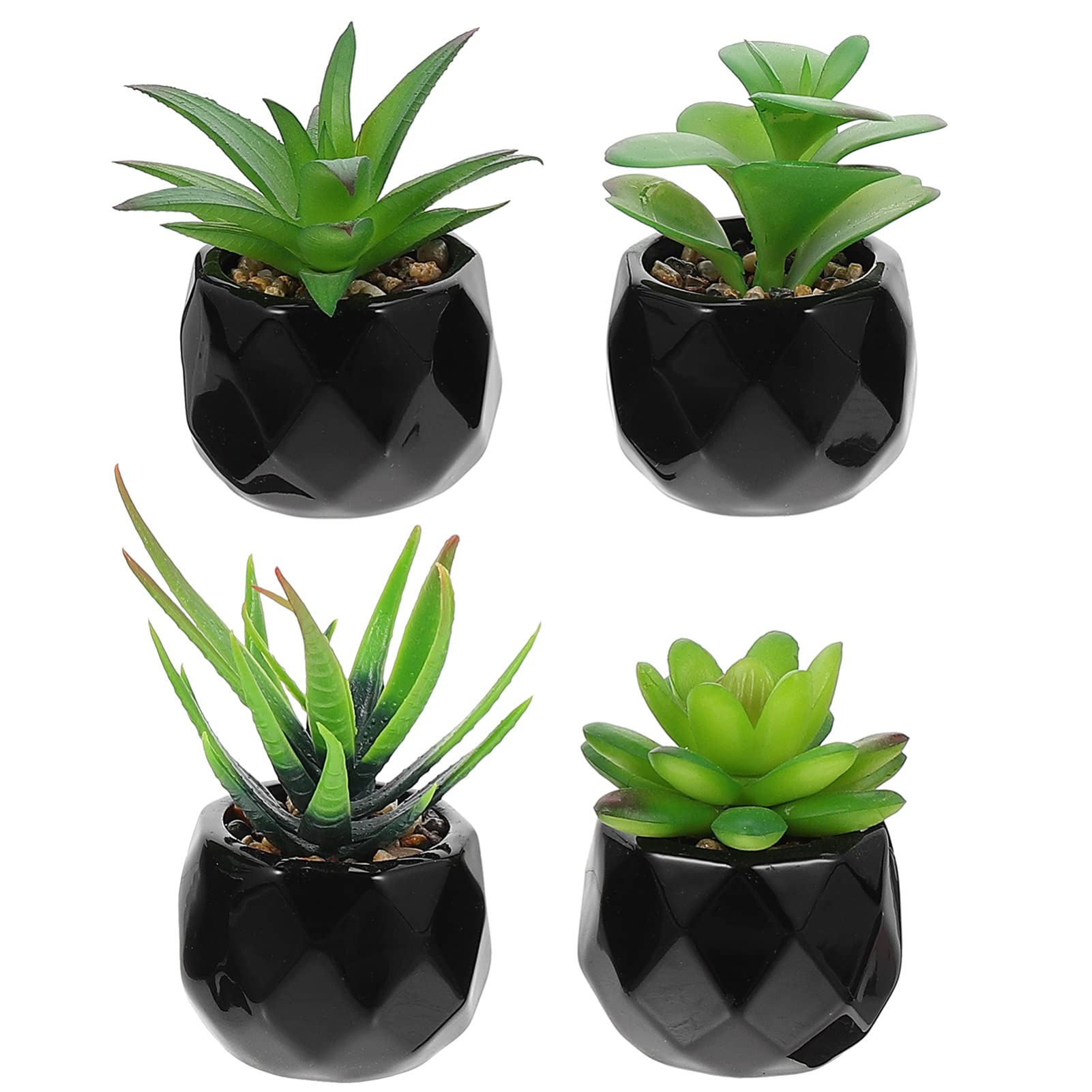Beavorty 4pcs Simulation Succulent Potted Plant Mini Succulent Plants Lifelike Small Bonsai Miniature Plants Desk Decor Green Home Decor Fake Cactus Artificial Fake Plant Ceramics