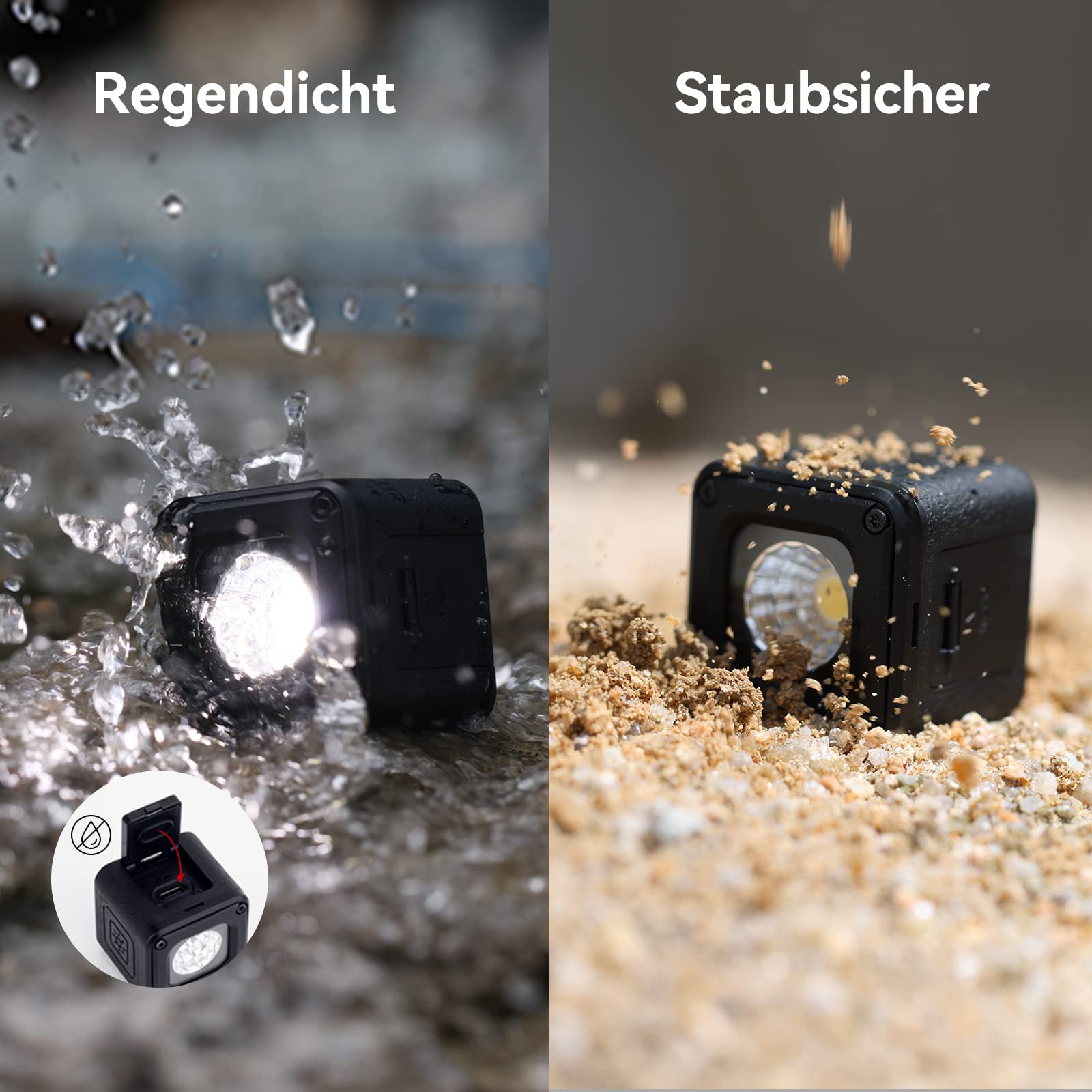 SMALLRIG LED VideoLicht, Led Video Light Mini, Regenfeste Beleuchtungsset Mini Cube mit 8 Farbfiltern, Dimmbares Fill-Fotografielicht 5600K CRI95 für Smartphone, Vlog, Action und DSLR Kamera - 3405