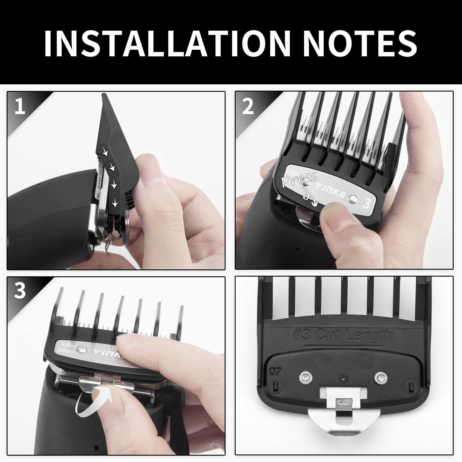 YINKE Trimmer Aufsätze Aufsteckkamm Set für Wahl Haarschneidemaschine Magic Clip Trimmer Rasierer, 10 Schnittlängen sind 1.5mm, 3mm, 4.5mm, 6mm, 10mm, 13mm, 16mm, 19mm, 22mm,25mm(10PC)