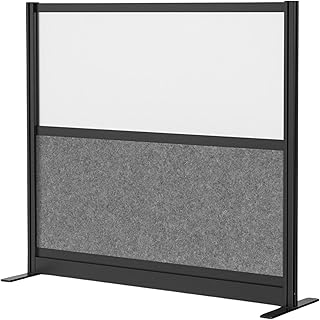 FSE 373-MW-5348-FWCGWB Modular Wall Room Divider System - Black Frame - 53