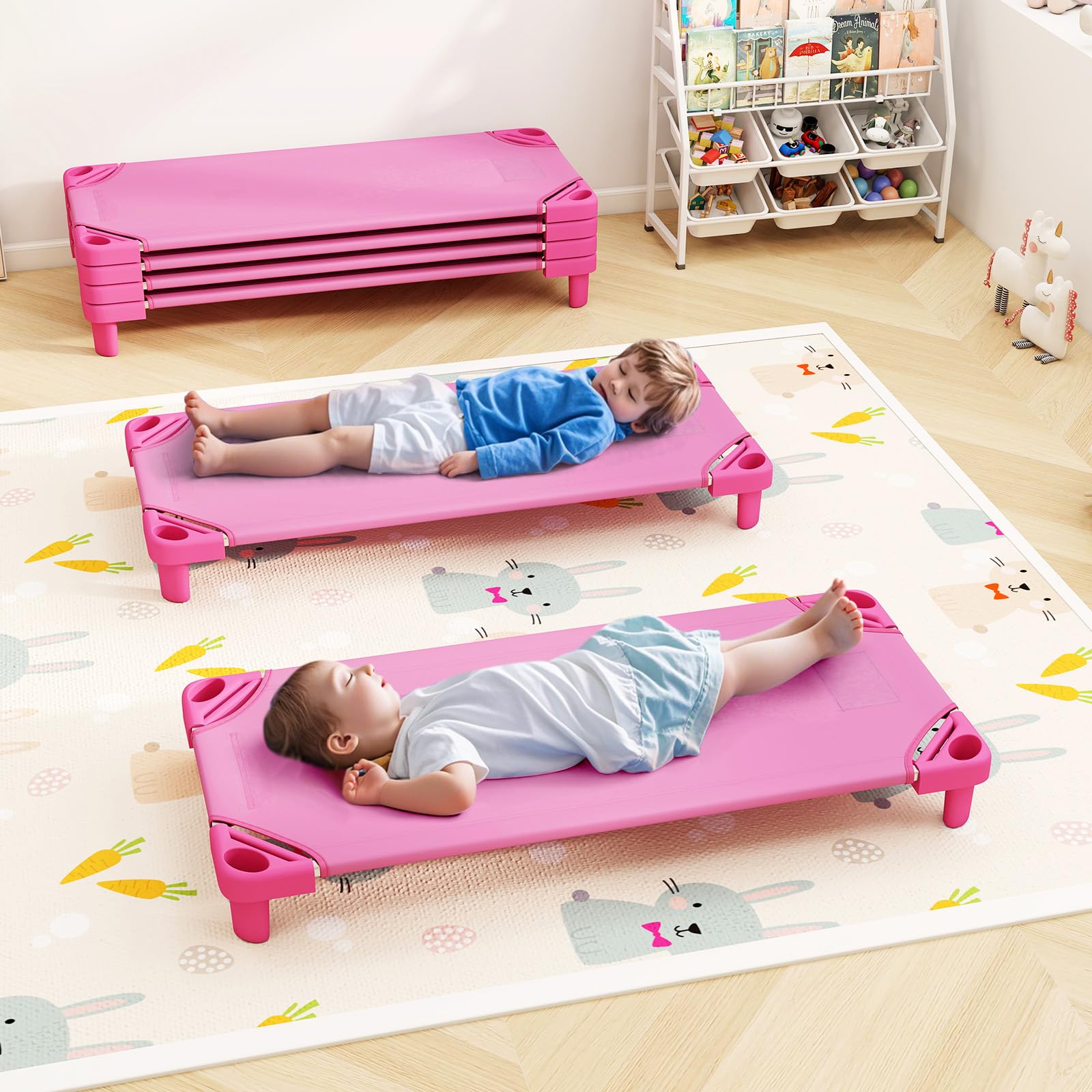 Children Stackable Cots Kids Sleeping Cots For Preschool Giantex Stackable Daycare Cots - Pack ...