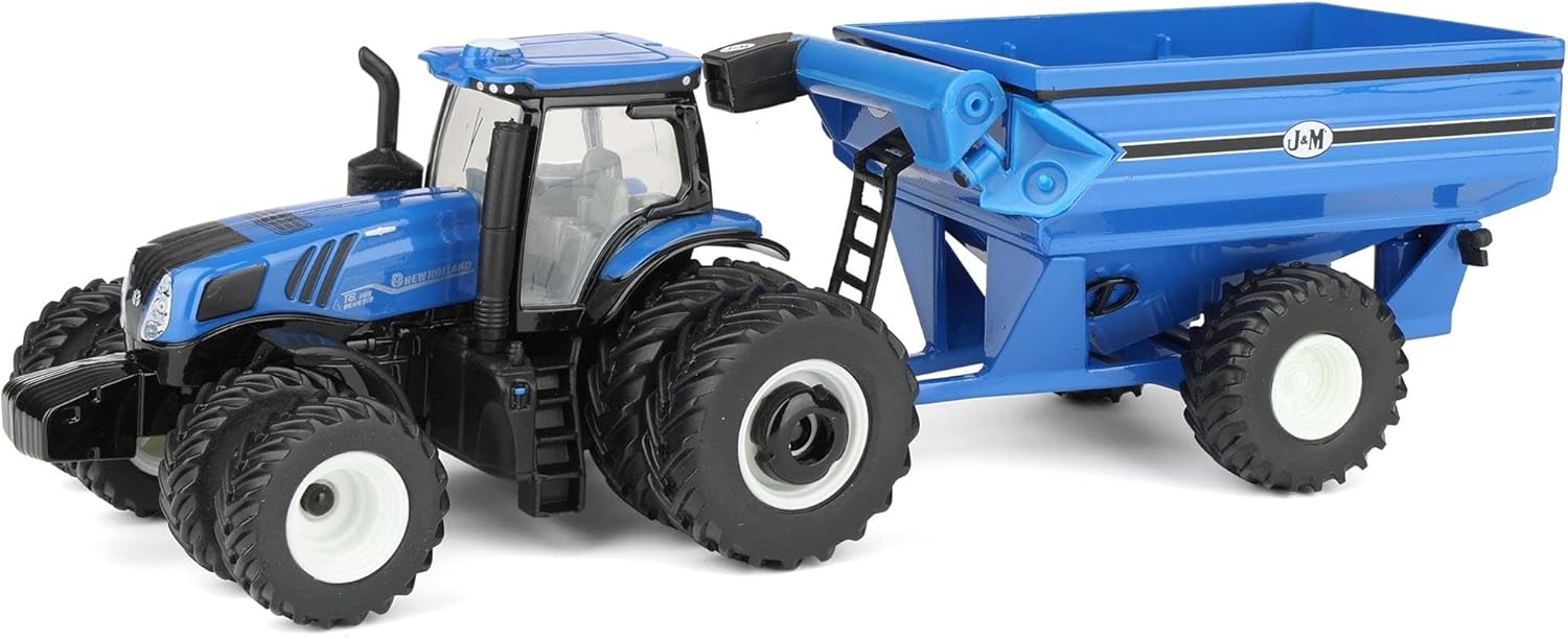 ERTL 1/64 New Holland T8.385 Tractor with Blue J&M Grain Cart 61032