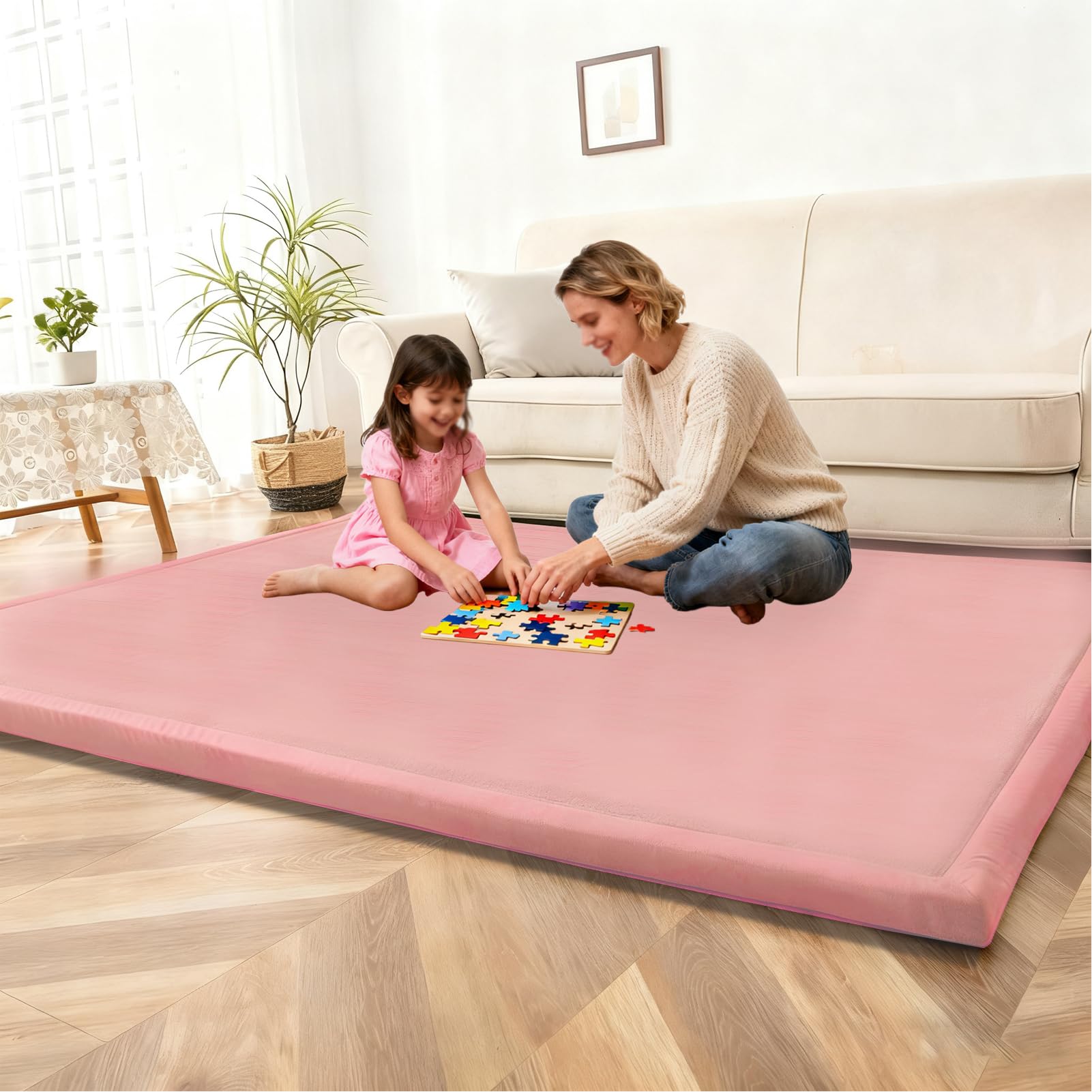 Teppich für Kinderzimmer 3CM Krabbeldecke fürs Kind 180 x 200 cm Kinderteppich Babymatte aus Memory Schaum Dicker Kinder Spielteppich