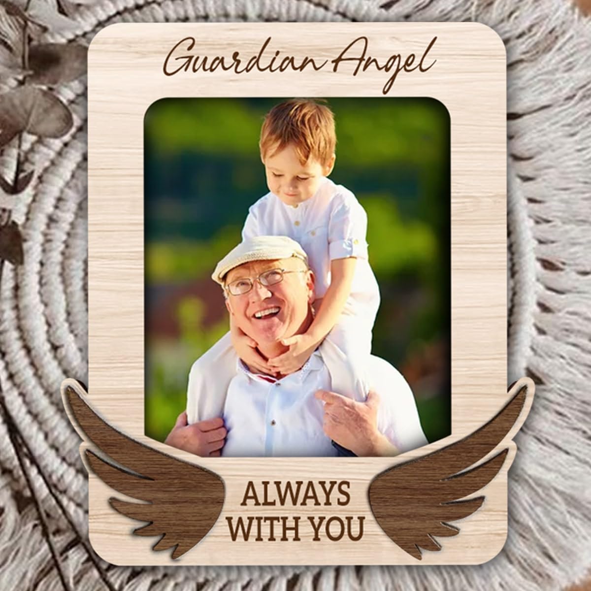 Memorial Car Visor Clip With Photo, Guardian Angel Always With You Visor Clip For Car, Remembrance Car Visor Picture Frame, Sympathy Car Picture Holder For Loss Of Loved One, Drive Safe Car Visor Clip