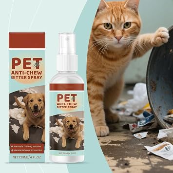 Cat Repellent Spray, Indoor Scratch-Prevention, 4.2 fl oz 120 ml, Dog Protection Spray, Indoor and Outdoor Use, Chew Prevention, Pet Training Aid | Repels Insects