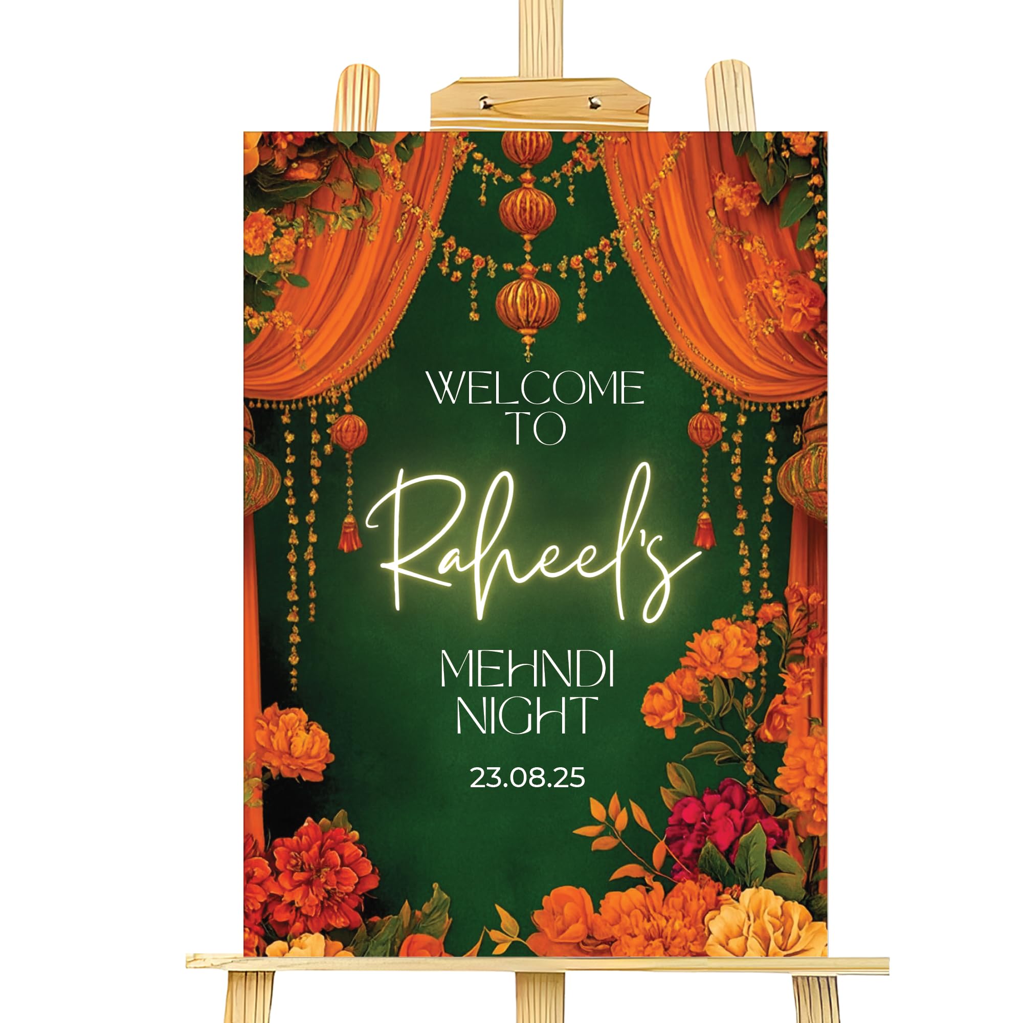 Personalised Mehndi Welcome Entrance Sign Board Custom Indian Wedding Party Decor A1 Foamex Board (Design 15) — image 1