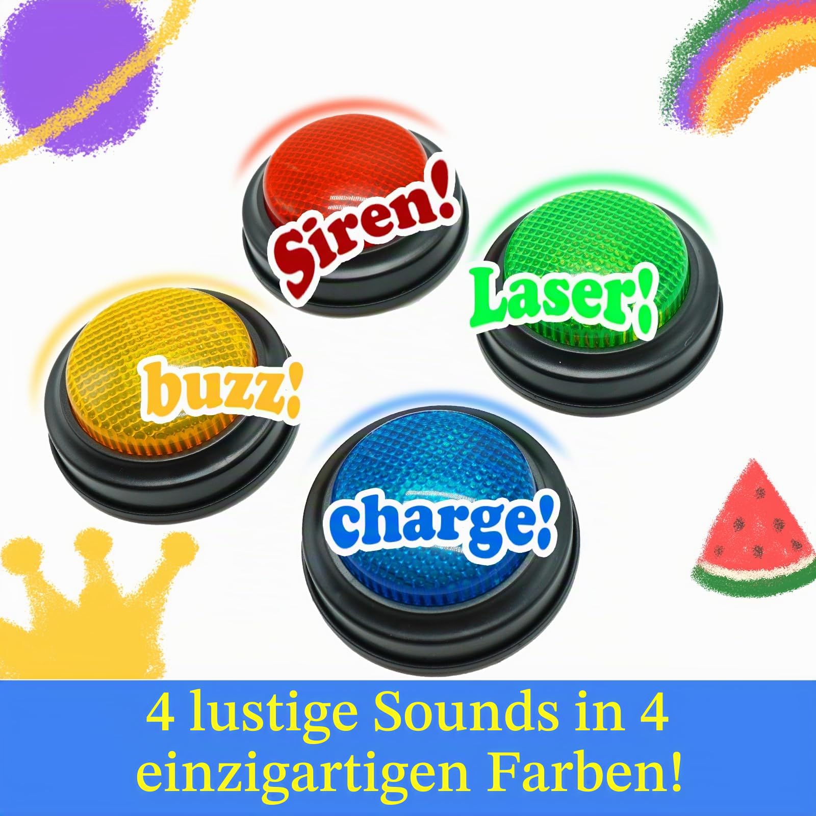 Gelabur 8er-Pack Buzzer für Quizspiele, Antwort-Summer für Klassenzimmer, Familienfeud-Gefahren-Summer, Spiel-Summer mit Lichtern und Sound für Klassenzimmer, Spielshow-Summertasten