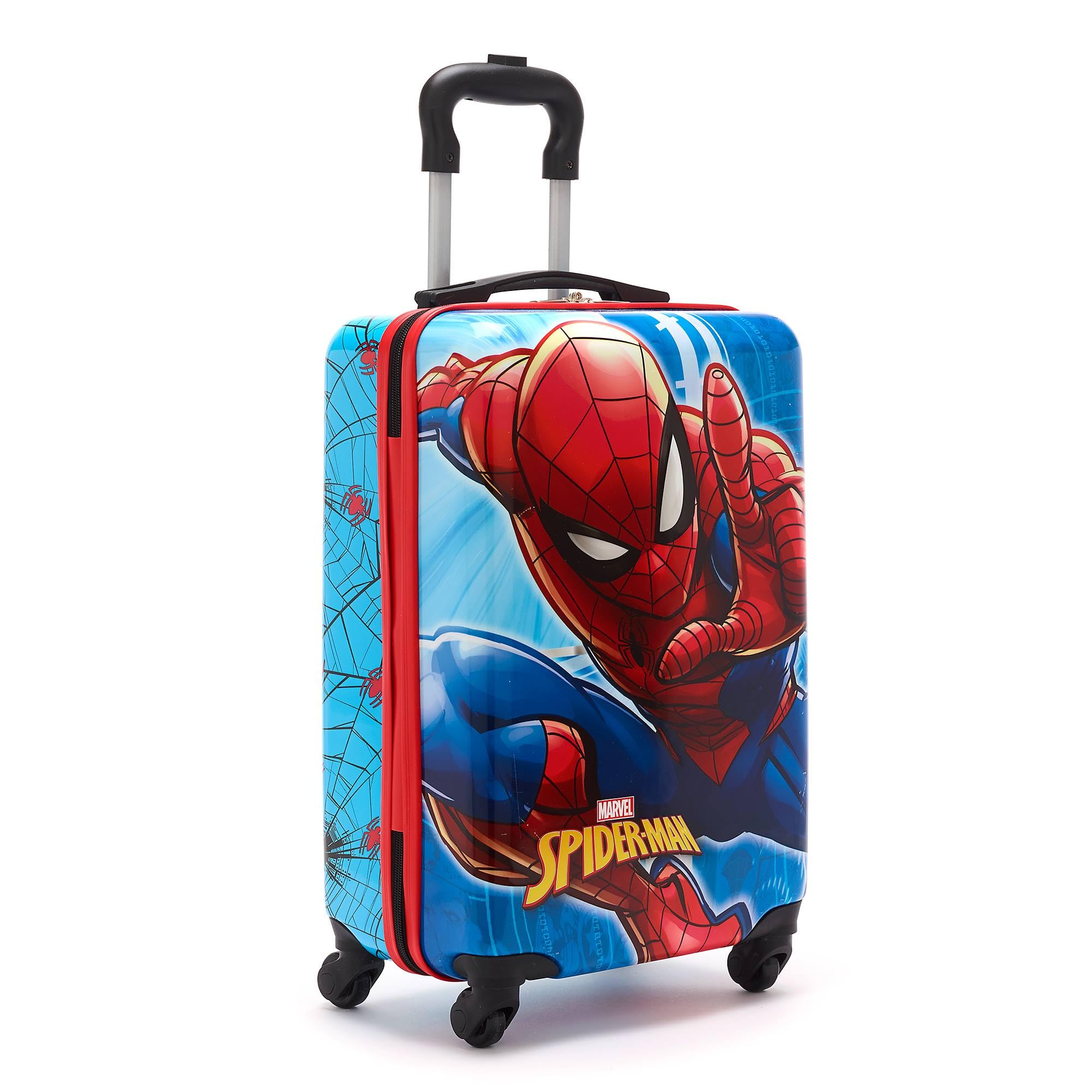Disney Store Official Valise Spider-Man, 31 x 21 x 53 cm, Valise Bleu et Rouge pour Enfants, avec poignée télescopique, Roues multidirectionnelles et Poche intérieure