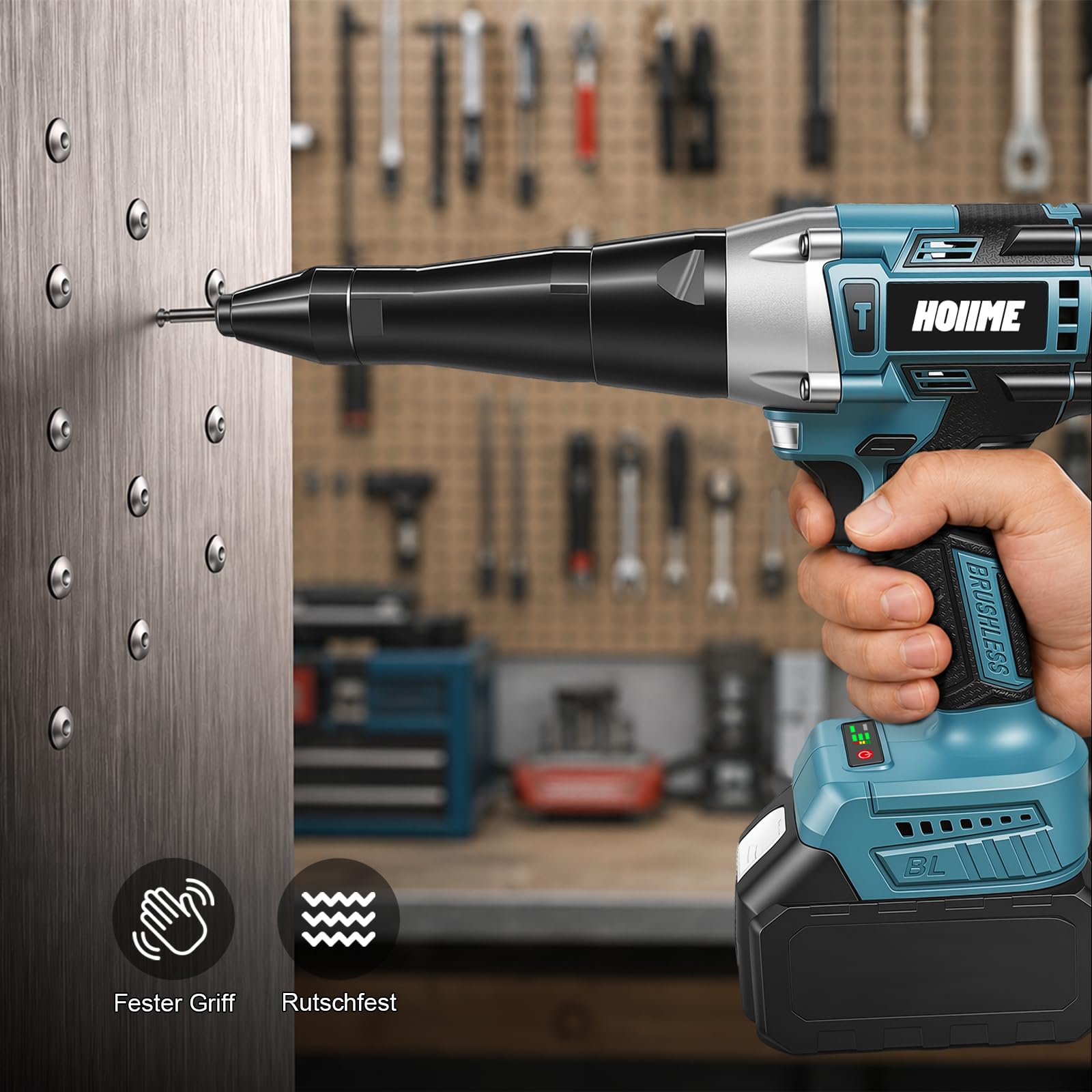 Akku Nietzange für Makita 18V, 20,000N Akku-Nietmutternpistole Nietpistole