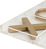 Vista 4 de Deco 79 Juego de metal Tic Tac Toe con piezas doradas, 12 x 1 x 12 pulgadas, dorado