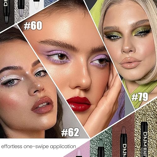 Vista 428 de evpct - Juego a granel de lápices de sombra en crema para ojos, impermeable, brillante, metálico, blanco deslumbrante, gris, plateado, negro