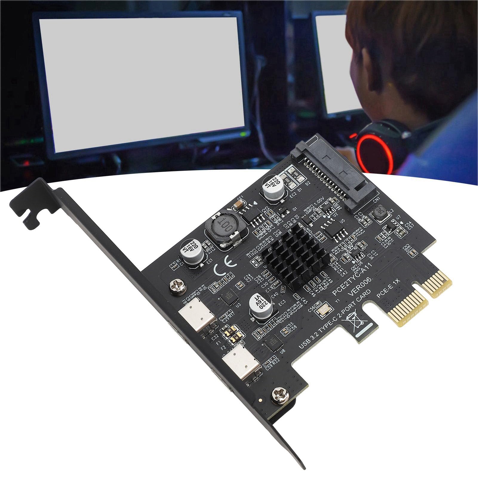 Zunate Scheda PCIe USB 3.2 Gen2 da 10 Gbps |Doppia Espansione PCI Express Interna di Tipo C per Desktop