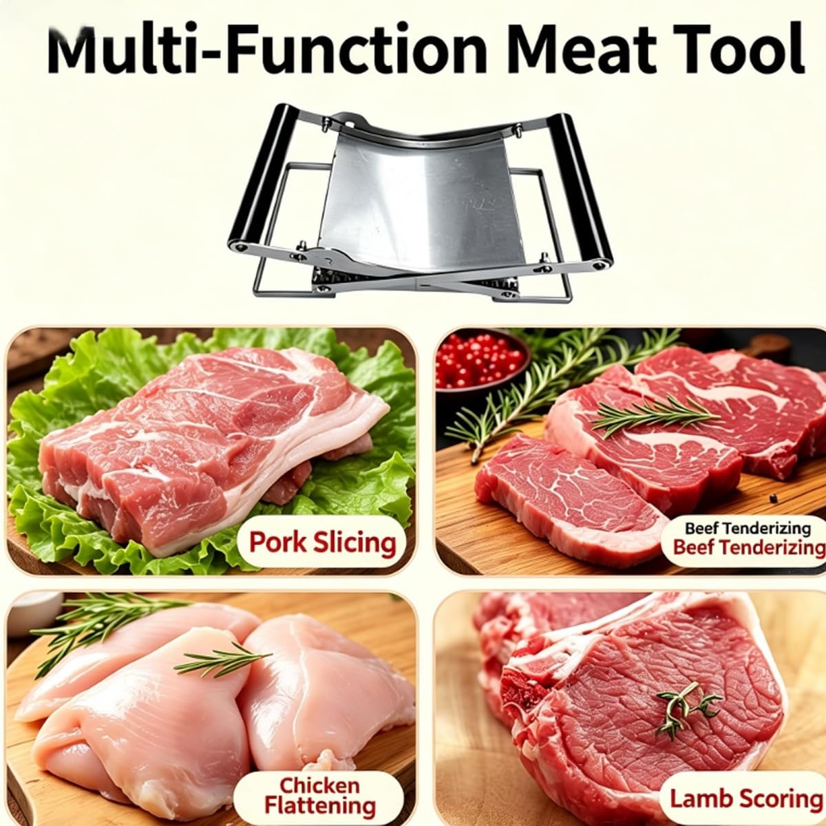 Schnitzel Press Machine, Stainless Steel Manual Meat Tenderizer, Clamp-on Meat Tenderizer, Chicken Cutlet Flattener, Patty Maker for Beef Pork Chicken Steak Kitchen Gadget, Press Tool