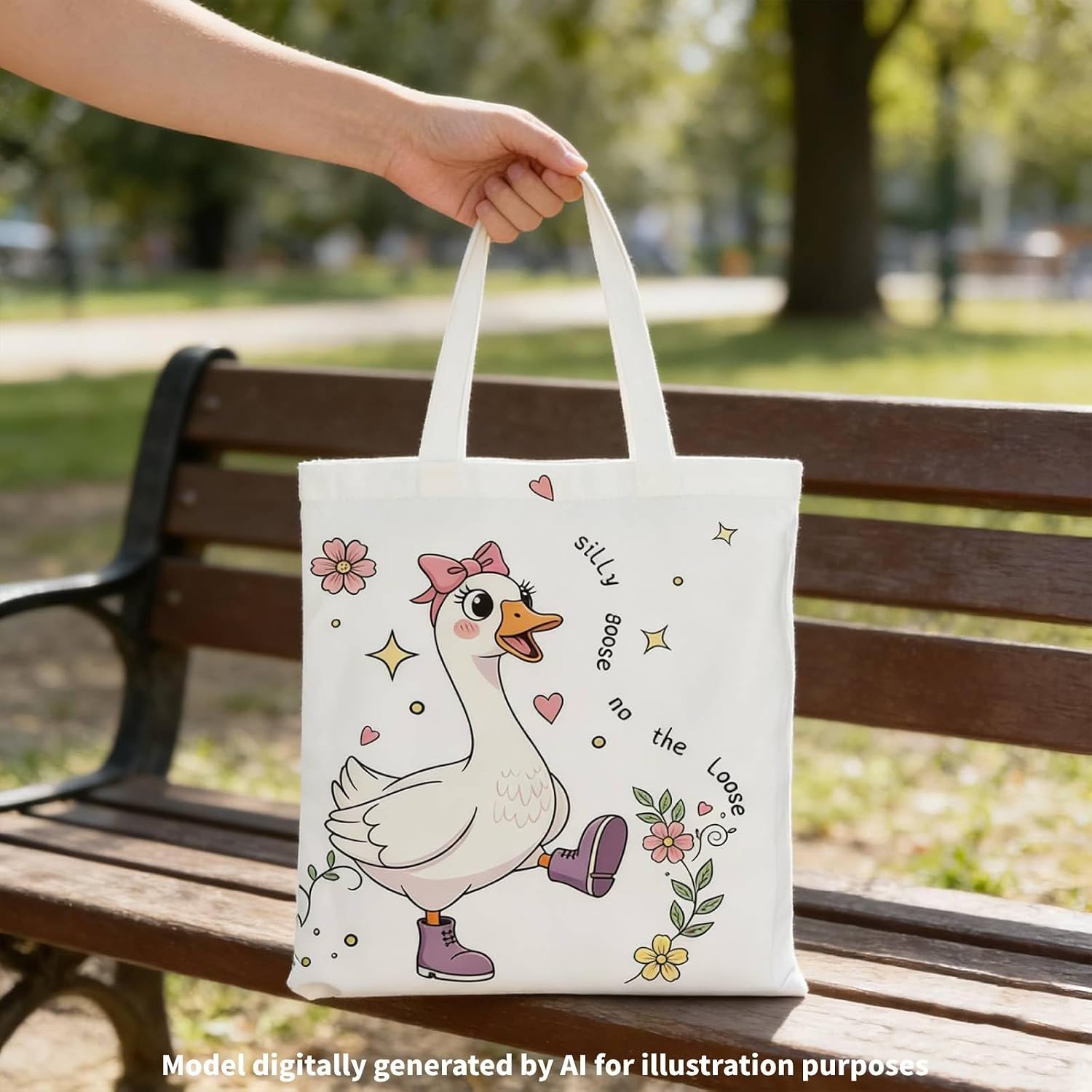 Silly Goose Canvas Tote Bag, Goose Bags for Women, Shopping Canvas Bags for Daily Use image 2
