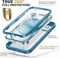 Vista 2 de Diaclara Designed for iPhone 15 Case, Full Body Rugged Case with Built-in Touch Sensitive Anti-Scratch Screen Protector, with Camera Lens Protector