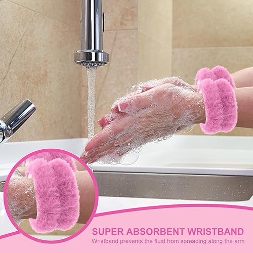 Miniatura 5 de CAVETEE Diadema de maquillaje de 3 piezas para mujer, juego de diadema elástica y muñequera para mujeres y niñas, para el cuidado de la piel,