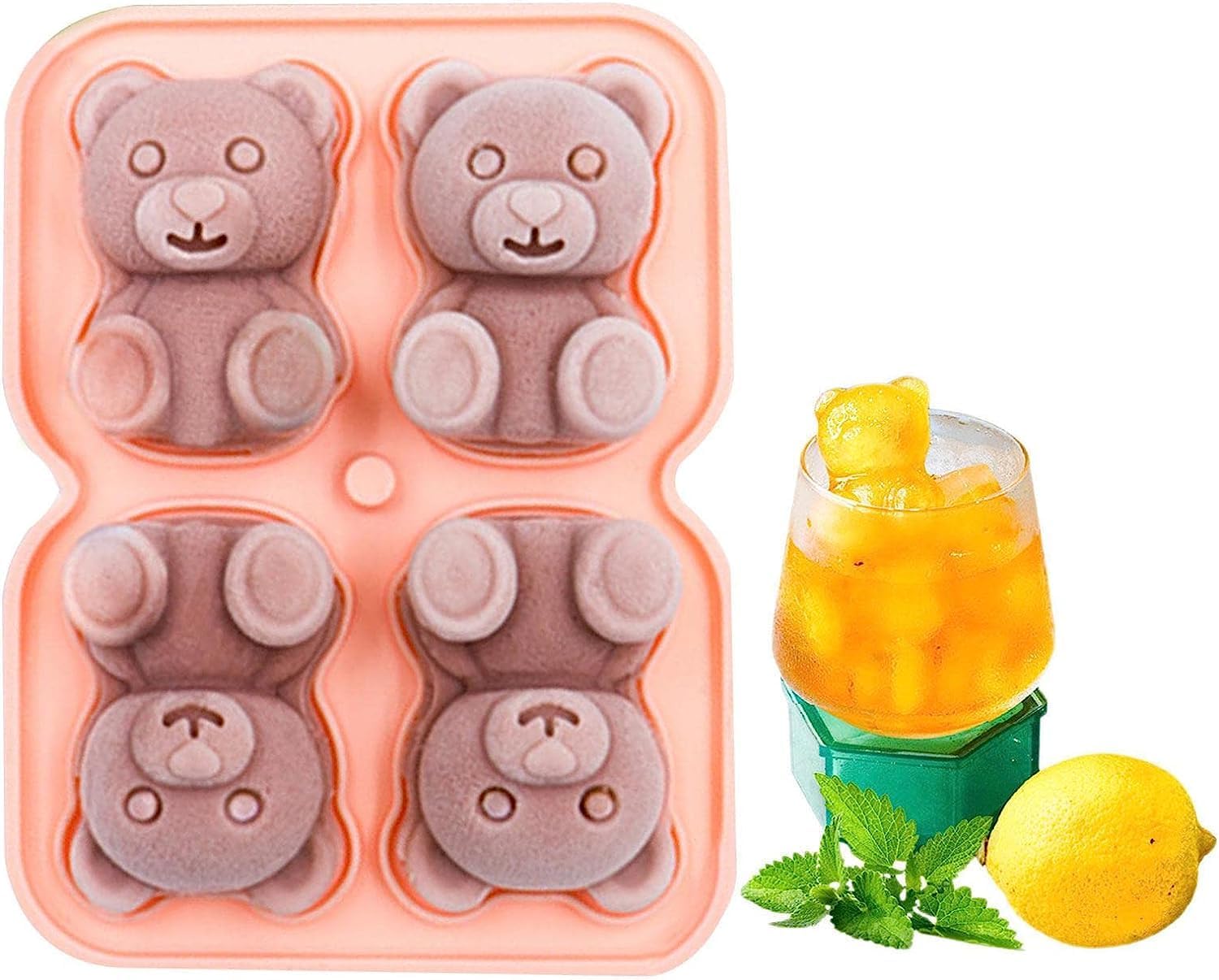 Bear Shaped Ice Cube Mold, Non-Stick Silicone, Multicolor, BPA Free, 3D Polar Bear, 8x6cm, 100g