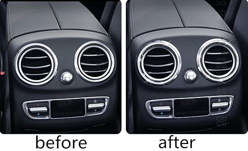 Miniatura 2 de Compatible con Mercedes Benz Bling Accesorios W205 C300 W213 Clase E GLC 300 Cubierta de ventilación trasera AC Car Bling Calcomanías para mujer